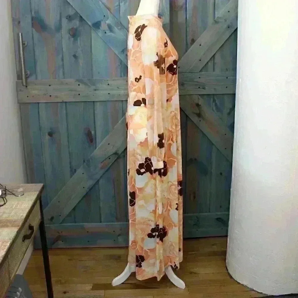 1970s Vintage Psychedelic Floral Maxi Dress Size Medium - Picture 3 of 7